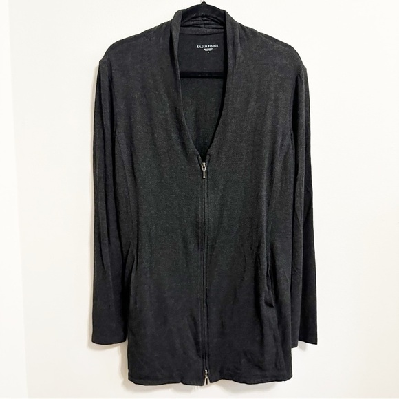 Eileen Fisher Jackets & Blazers - Eileen Fisher V Neck Viscose Long Duster Sweater Ash Charcoal Grey Size Large